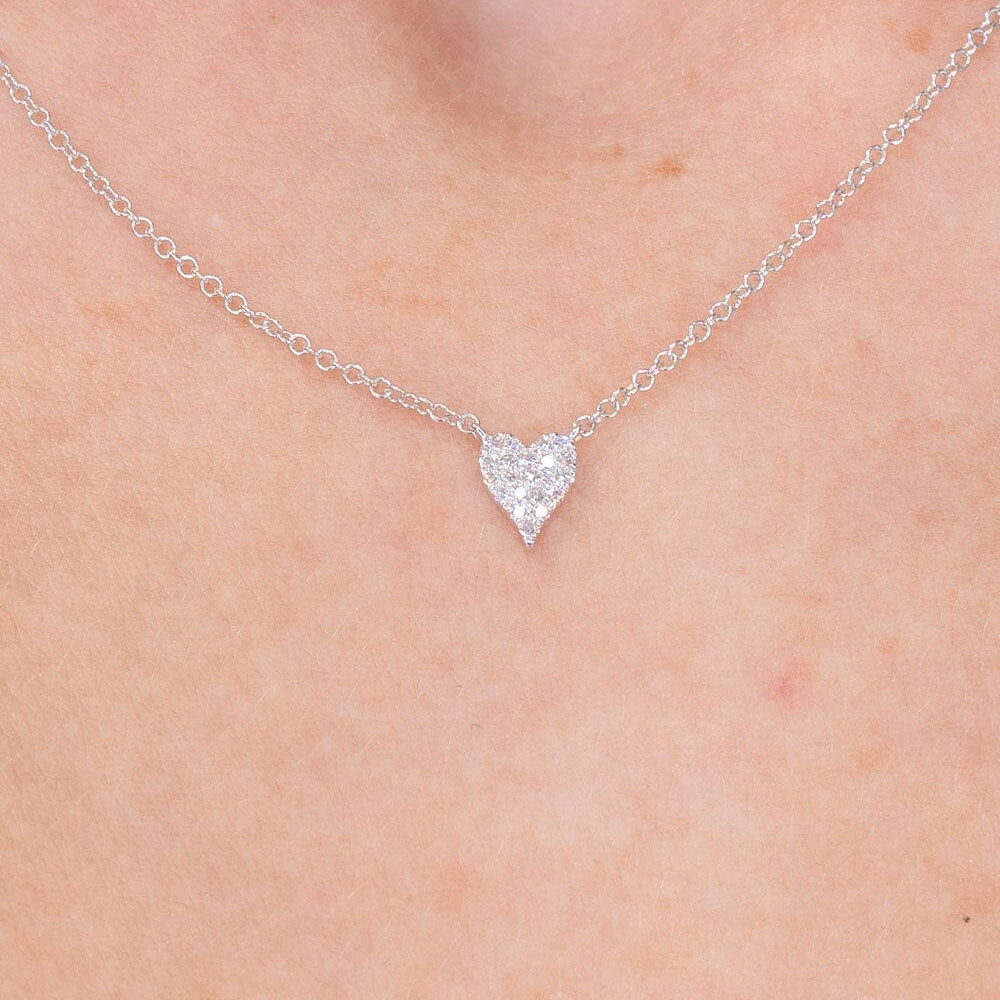 Mini Pavé Heart Necklace White Gold Necklaces Princess Bride Diamonds 