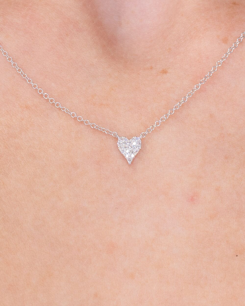 Mini Pavé Heart Necklace White Gold Necklaces Princess Bride Diamonds 