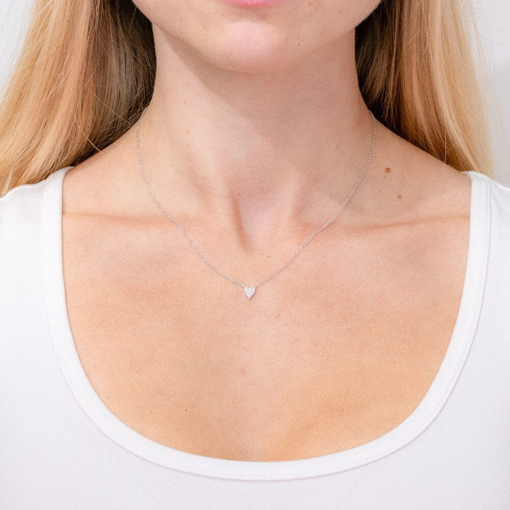 Mini Pavé Heart Necklace White Gold Necklaces Princess Bride Diamonds 