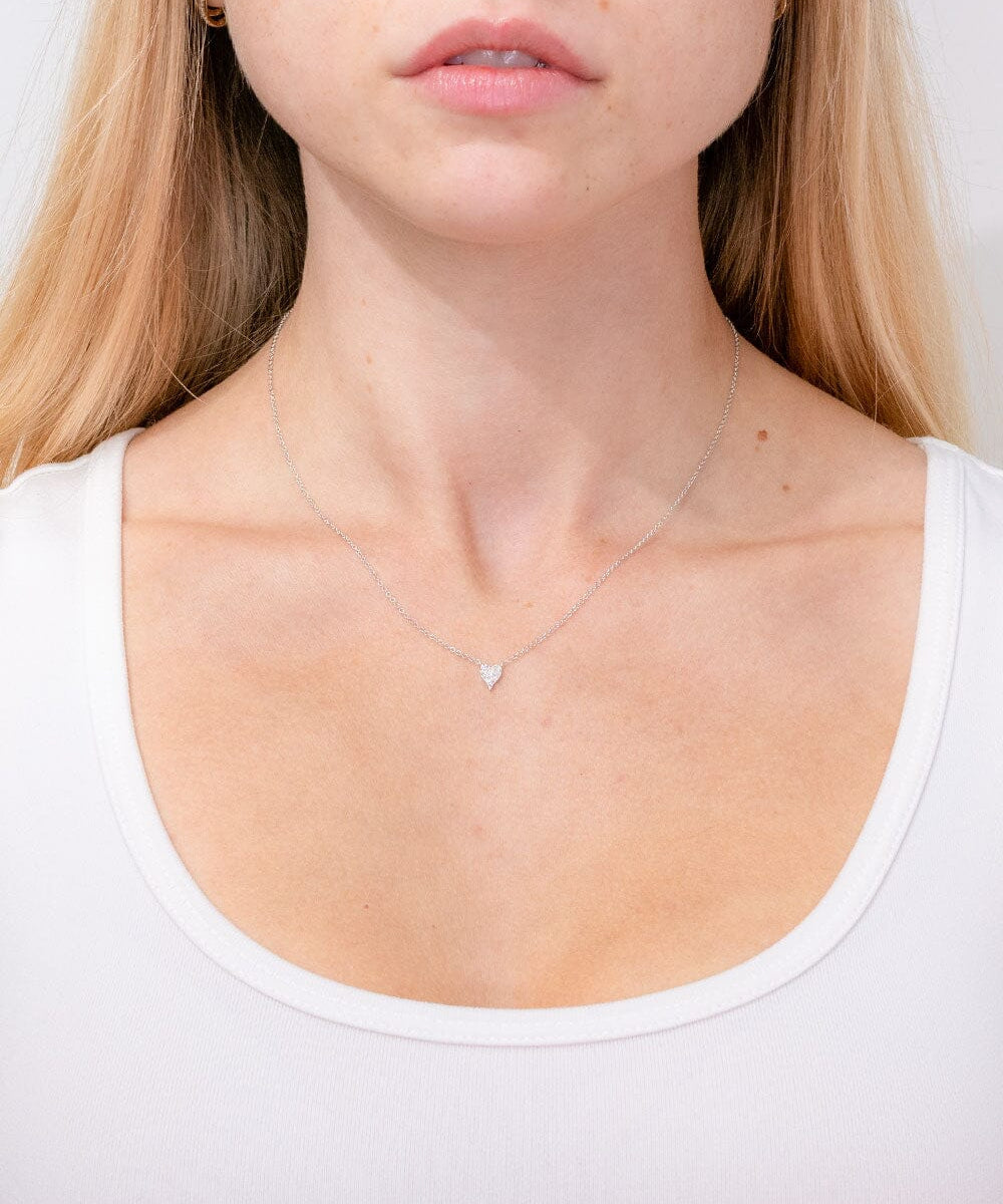 Mini Pavé Heart Necklace White Gold Necklaces Princess Bride Diamonds 