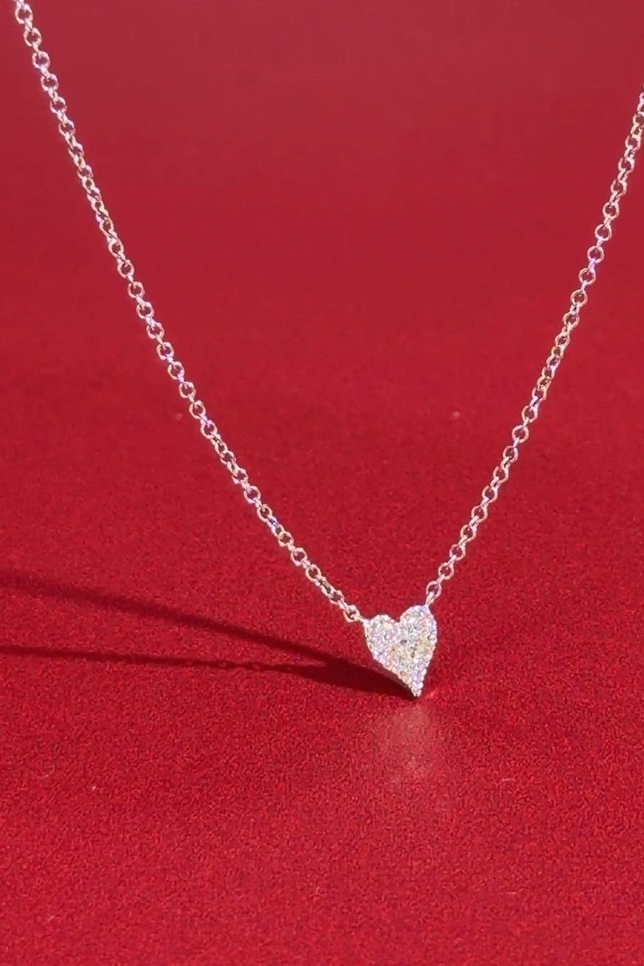Mini Pavé Heart Necklace White Gold - PBD Necklaces