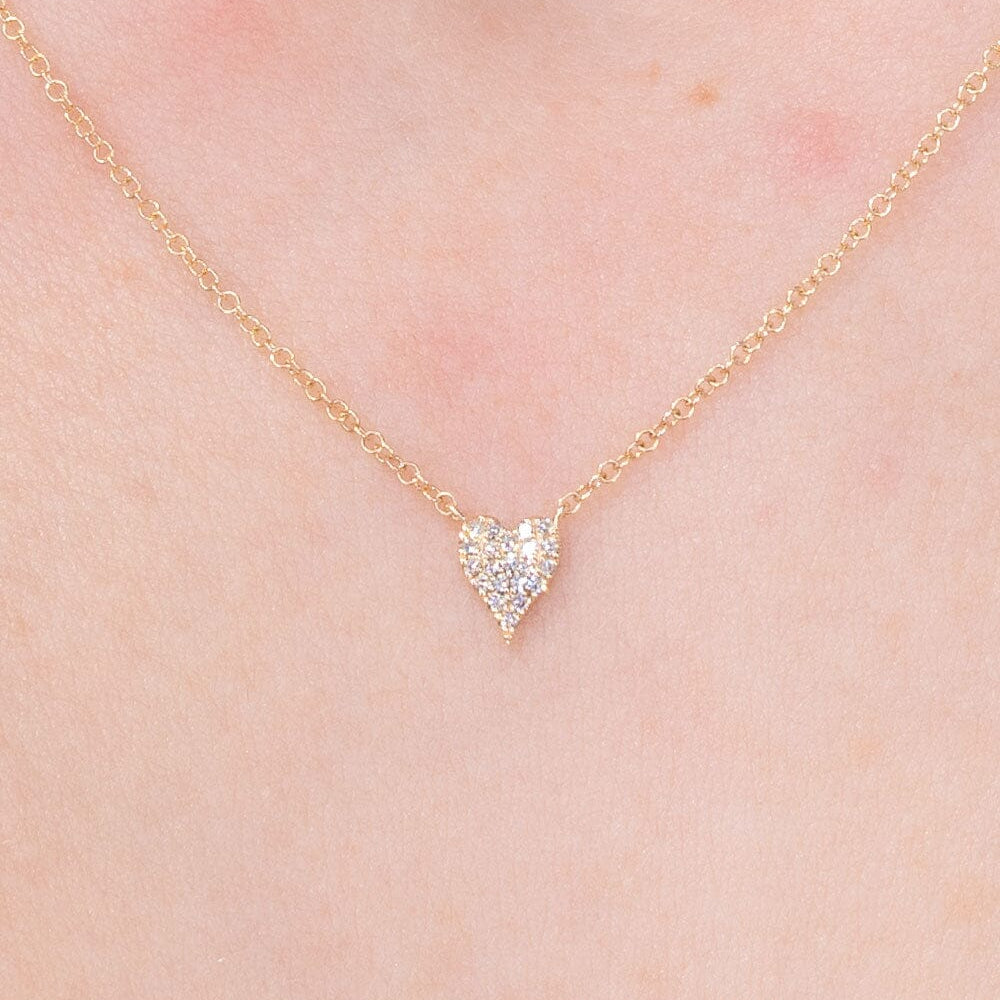 Mini Pavé Heart Necklace Yellow Gold Necklaces Princess Bride Diamonds 