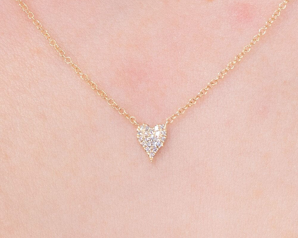Mini Pavé Heart Necklace Yellow Gold Necklaces Princess Bride Diamonds 