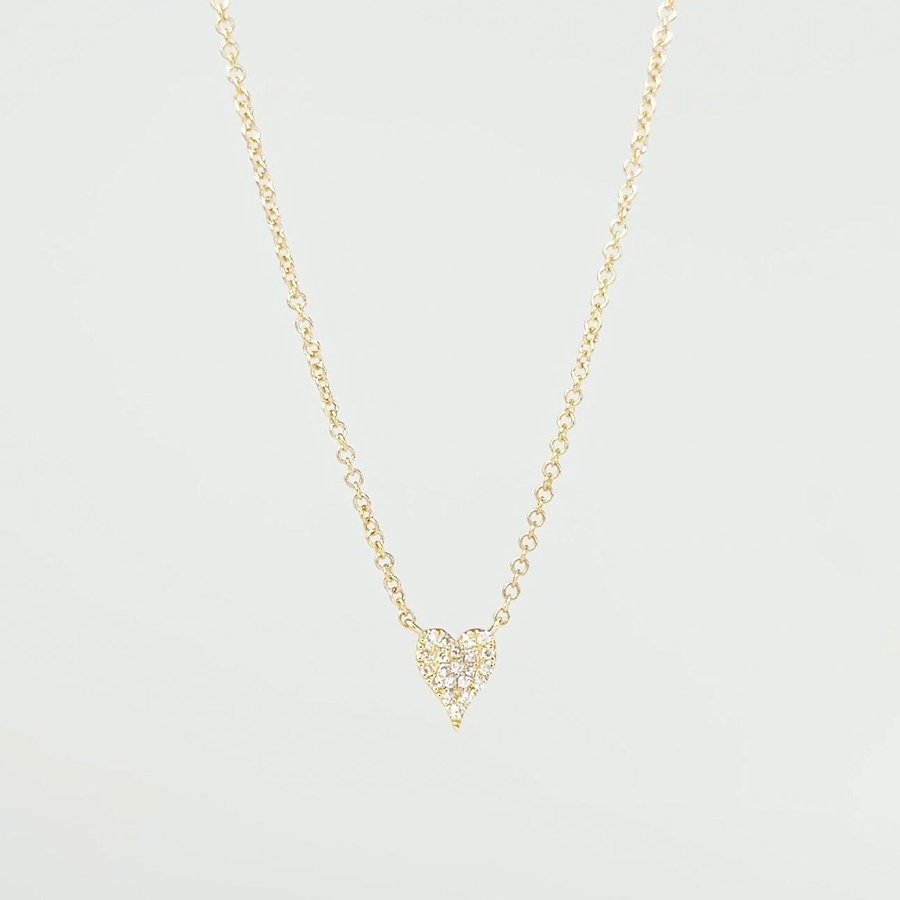 Mini Pavé Heart Necklace Yellow Gold Necklaces Princess Bride Diamonds 