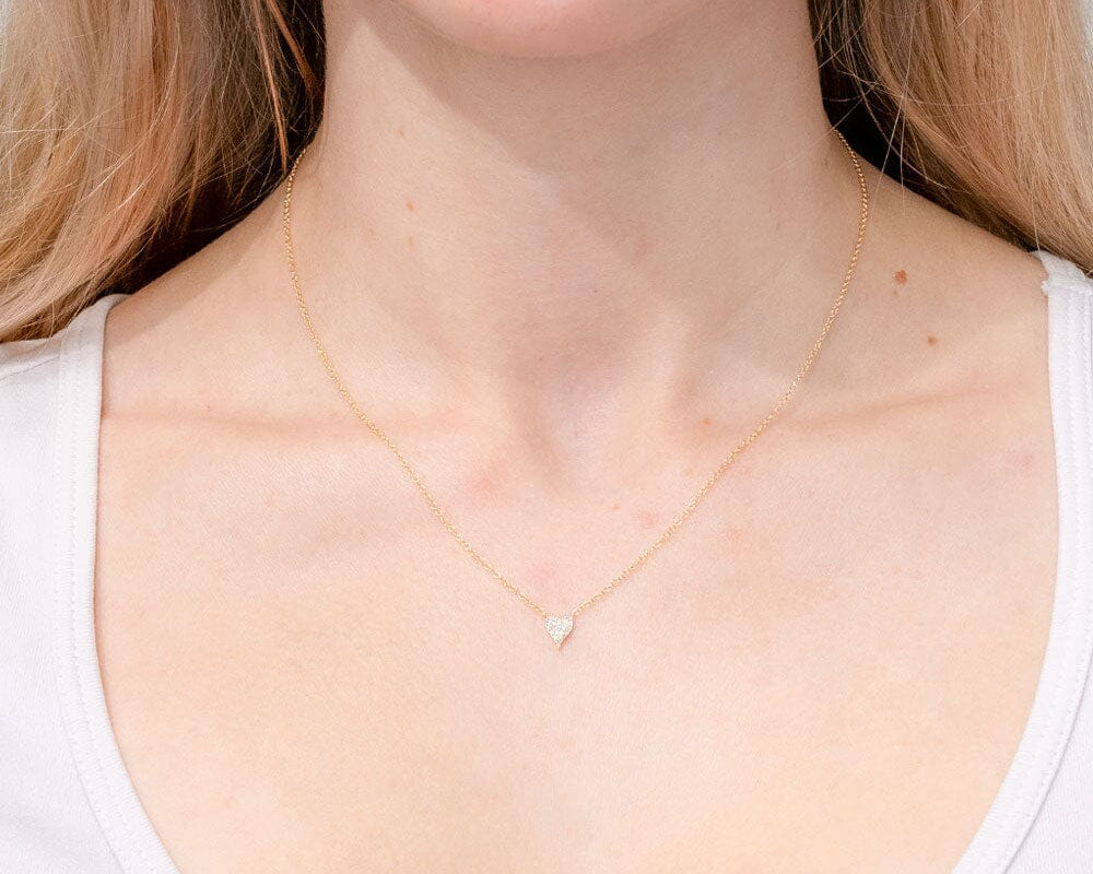 Mini Pavé Heart Necklace Yellow Gold Necklaces Princess Bride Diamonds 