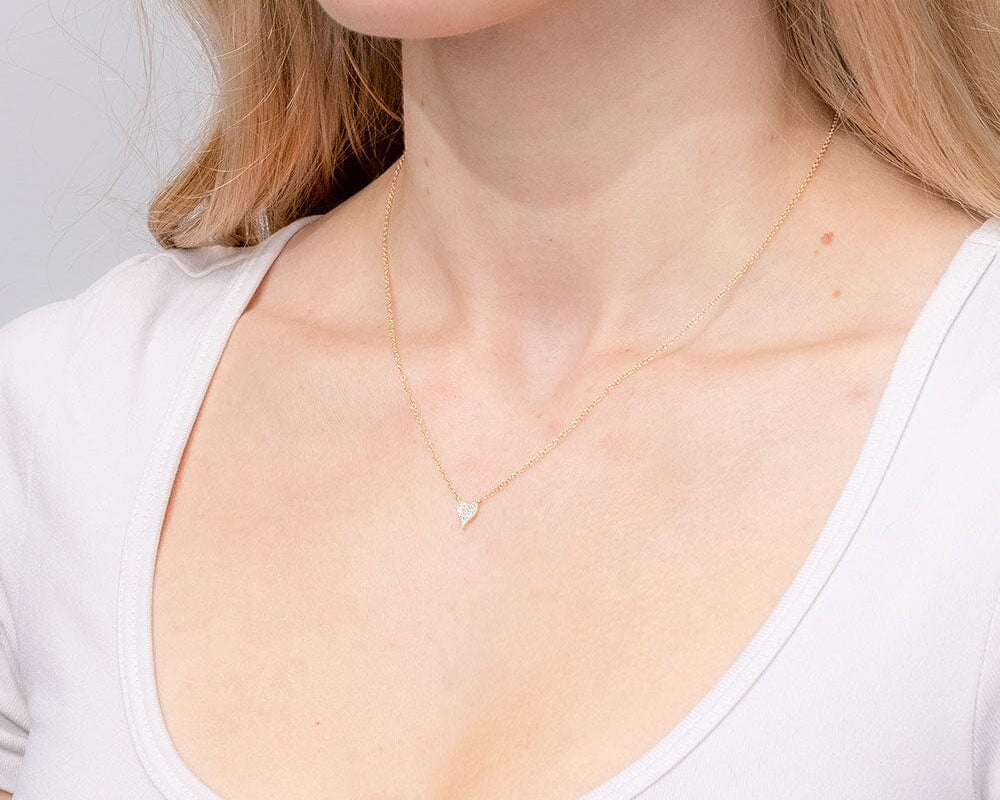Mini Pavé Heart Necklace Yellow Gold Necklaces Princess Bride Diamonds 
