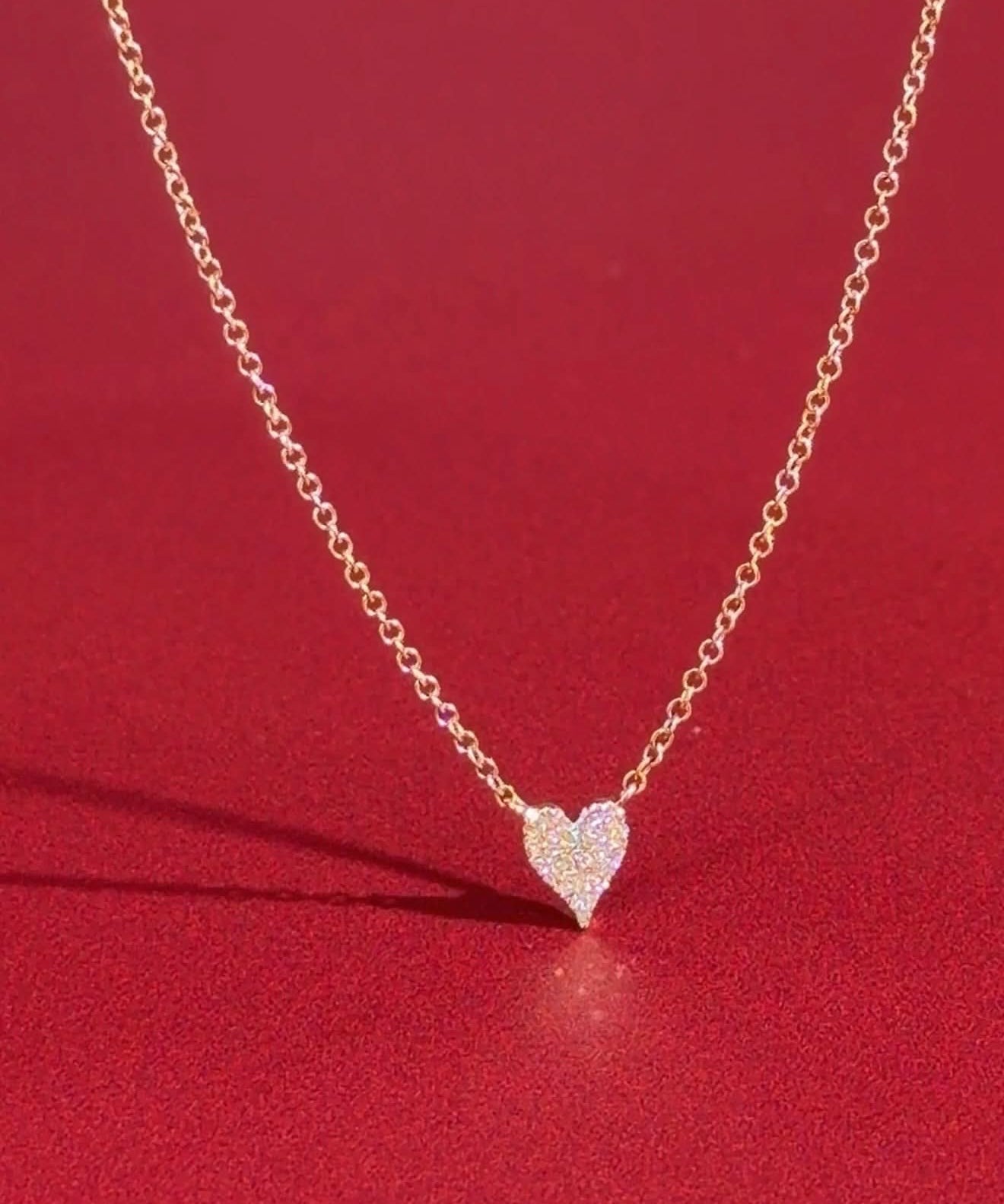 Mini Pavé Heart Necklace Yellow Gold - PBD Necklaces