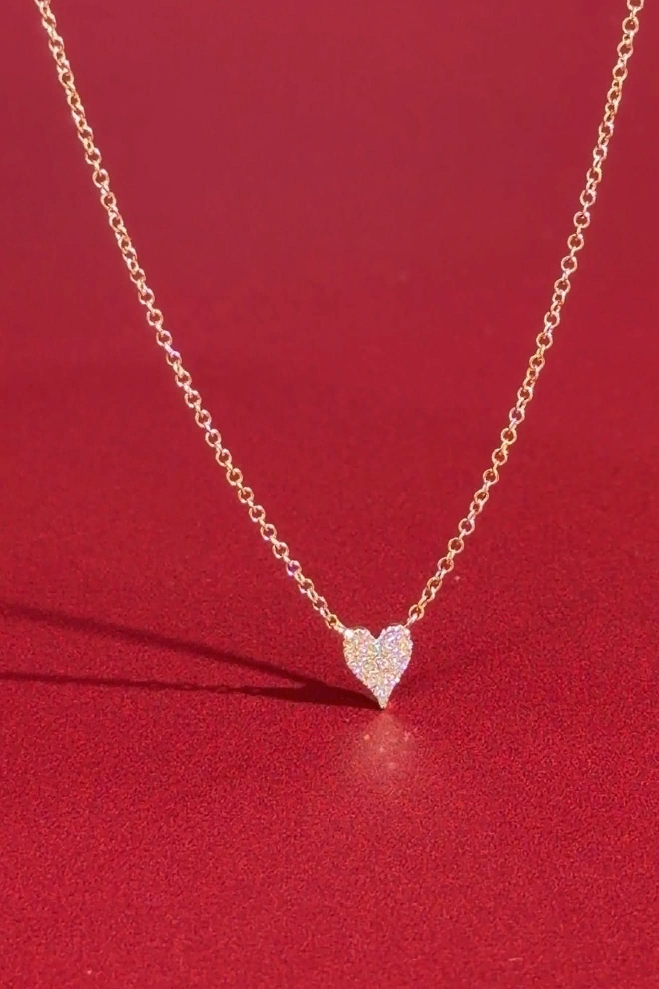 Mini Pavé Heart Necklace Yellow Gold - PBD Necklaces