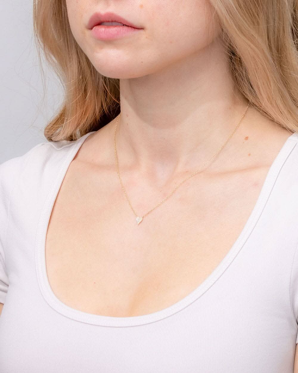 Mini Pavé Heart Necklace Yellow Gold - PBD Necklaces