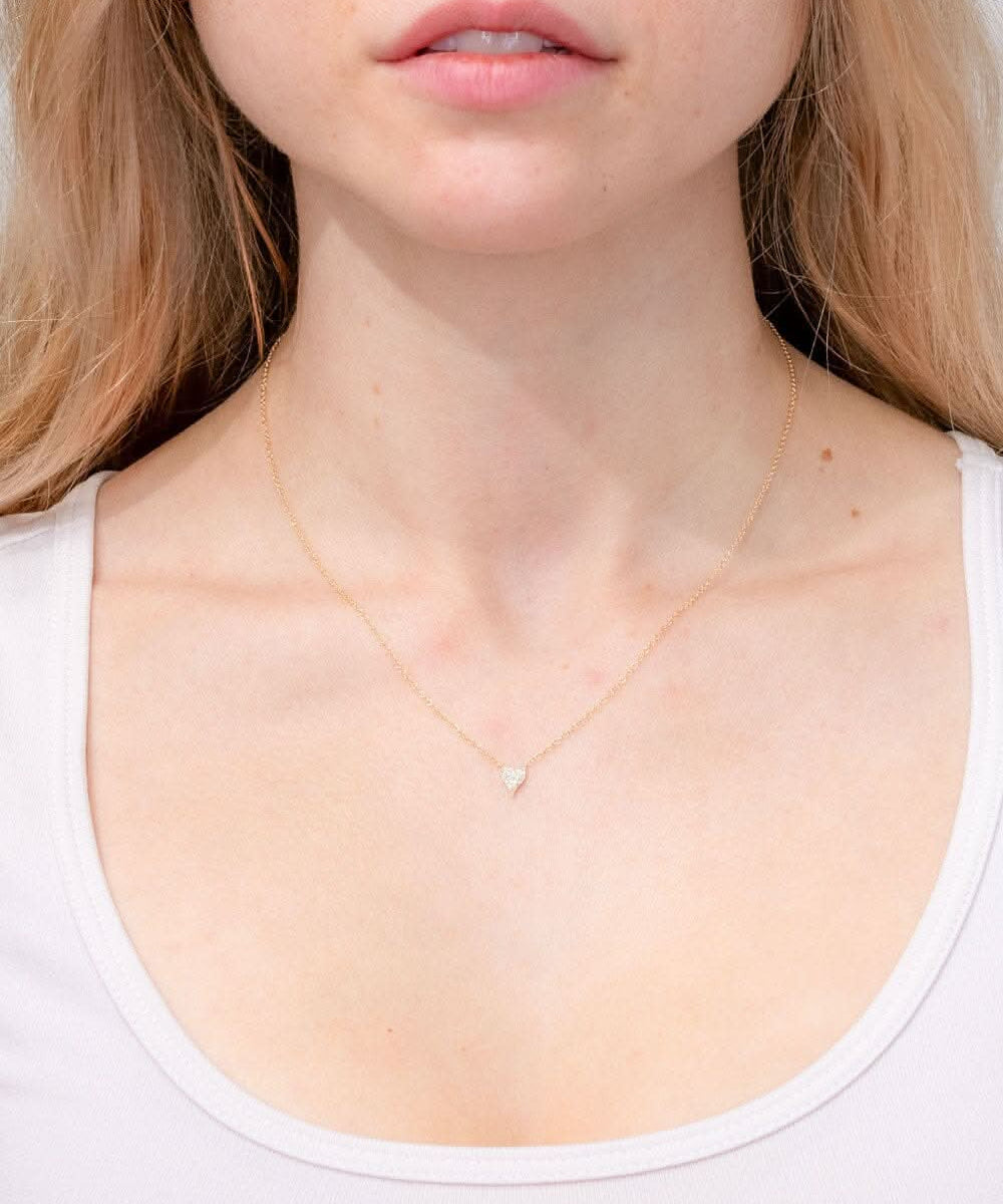 Mini Pavé Heart Necklace Yellow Gold - PBD Necklaces