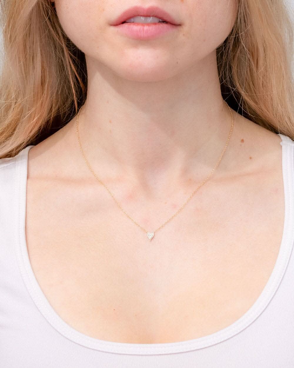 Mini Pavé Heart Necklace Yellow Gold - PBD Necklaces