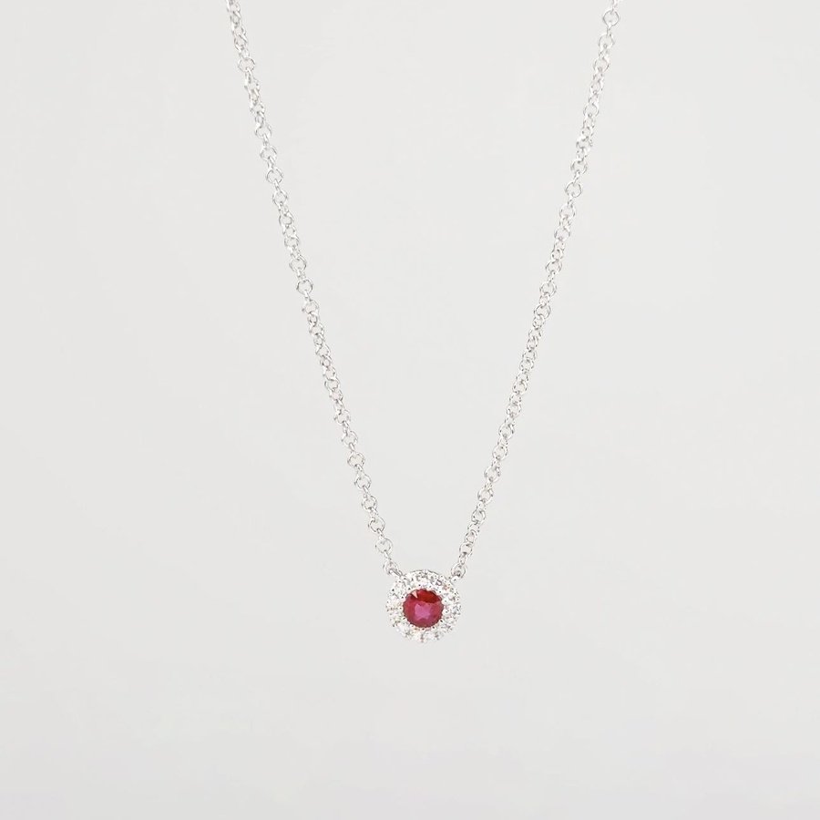 Mini Ruby Diamond Halo Necklace Necklaces Princess Bride Diamonds 