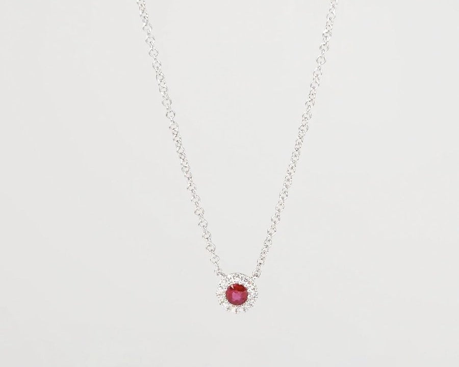 Mini Ruby Diamond Halo Necklace Necklaces Princess Bride Diamonds 