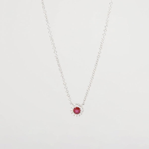 Mini Ruby Diamond Halo Necklace Necklaces Princess Bride Diamonds 