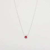 Mini Ruby Diamond Halo Necklace - PBD Necklaces