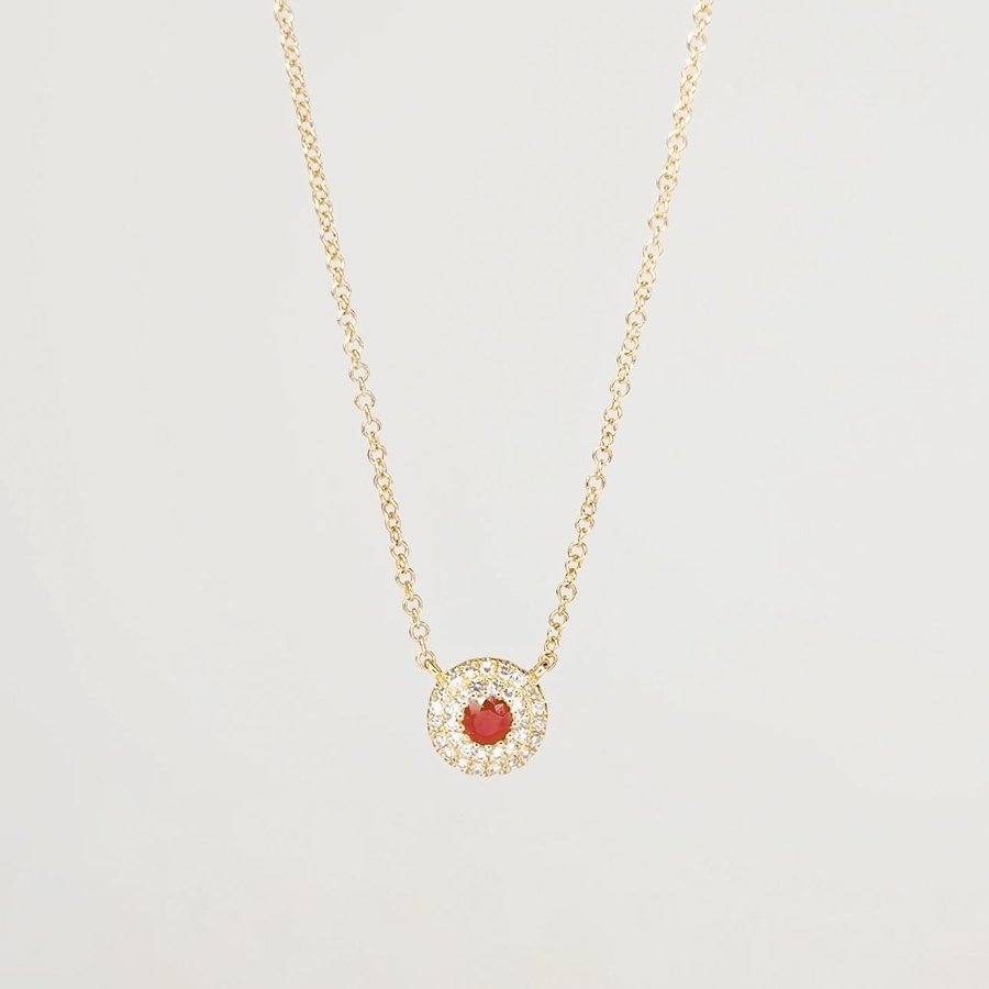 Mini Ruby Double Diamond Halo Necklace Necklaces Princess Bride Diamonds 