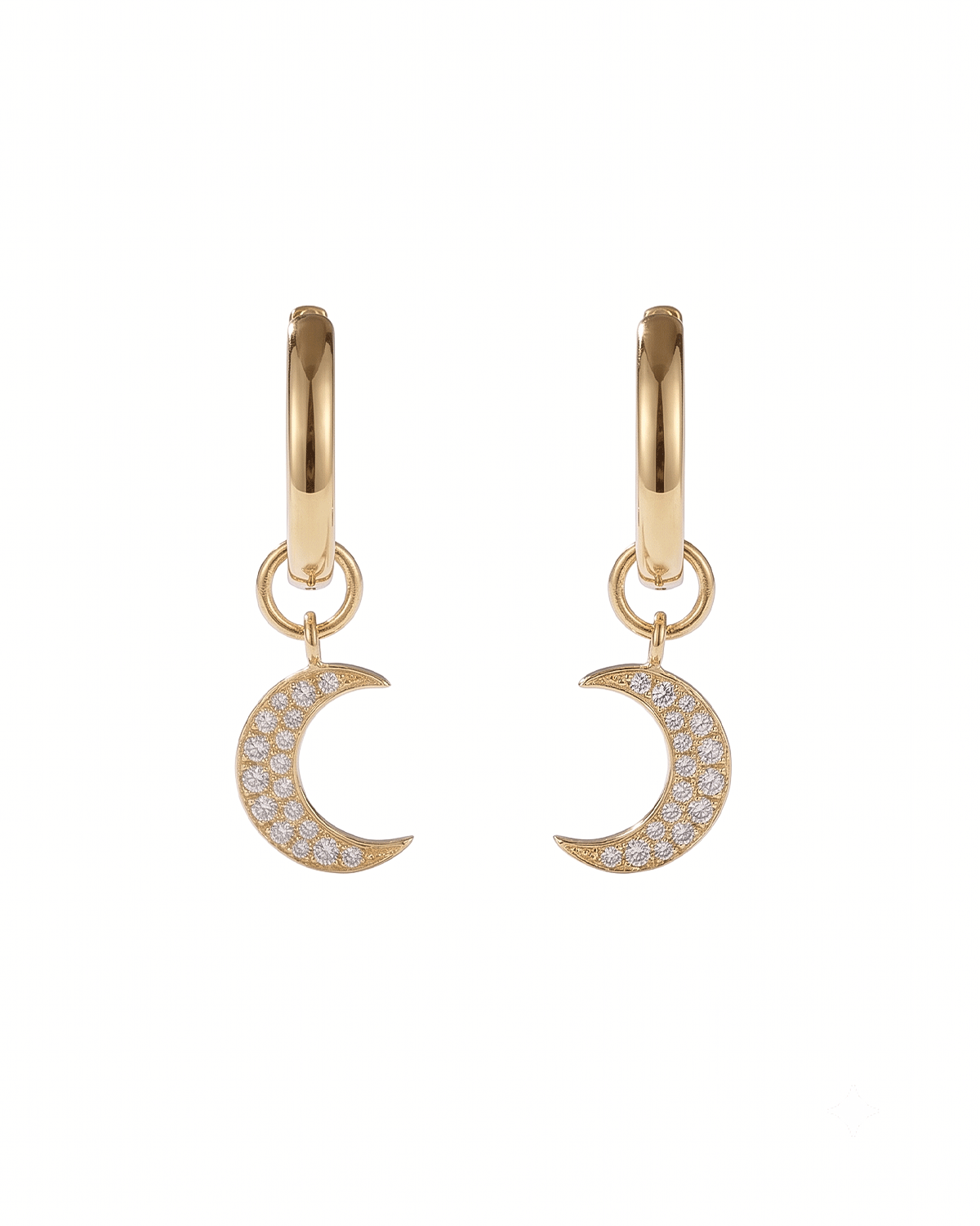 Moon Interchangeable Charm Hoops Yellow Gold
