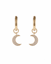 Moon Interchangeable Charm Hoops Yellow Gold