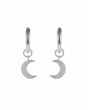 Moon Interchangeable Charm Hoops White Gold