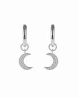 Moon Interchangeable Charm Hoops White Gold