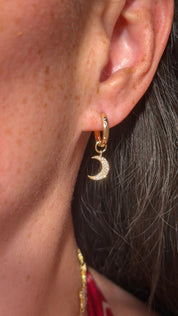Moon Interchangeable Charm Hoops Yellow Gold - PBD Earrings