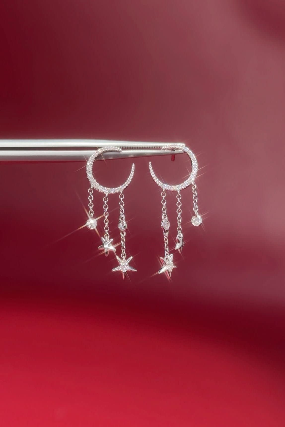 Moon & Star Diamond Drip Earrings - PBD Earrings