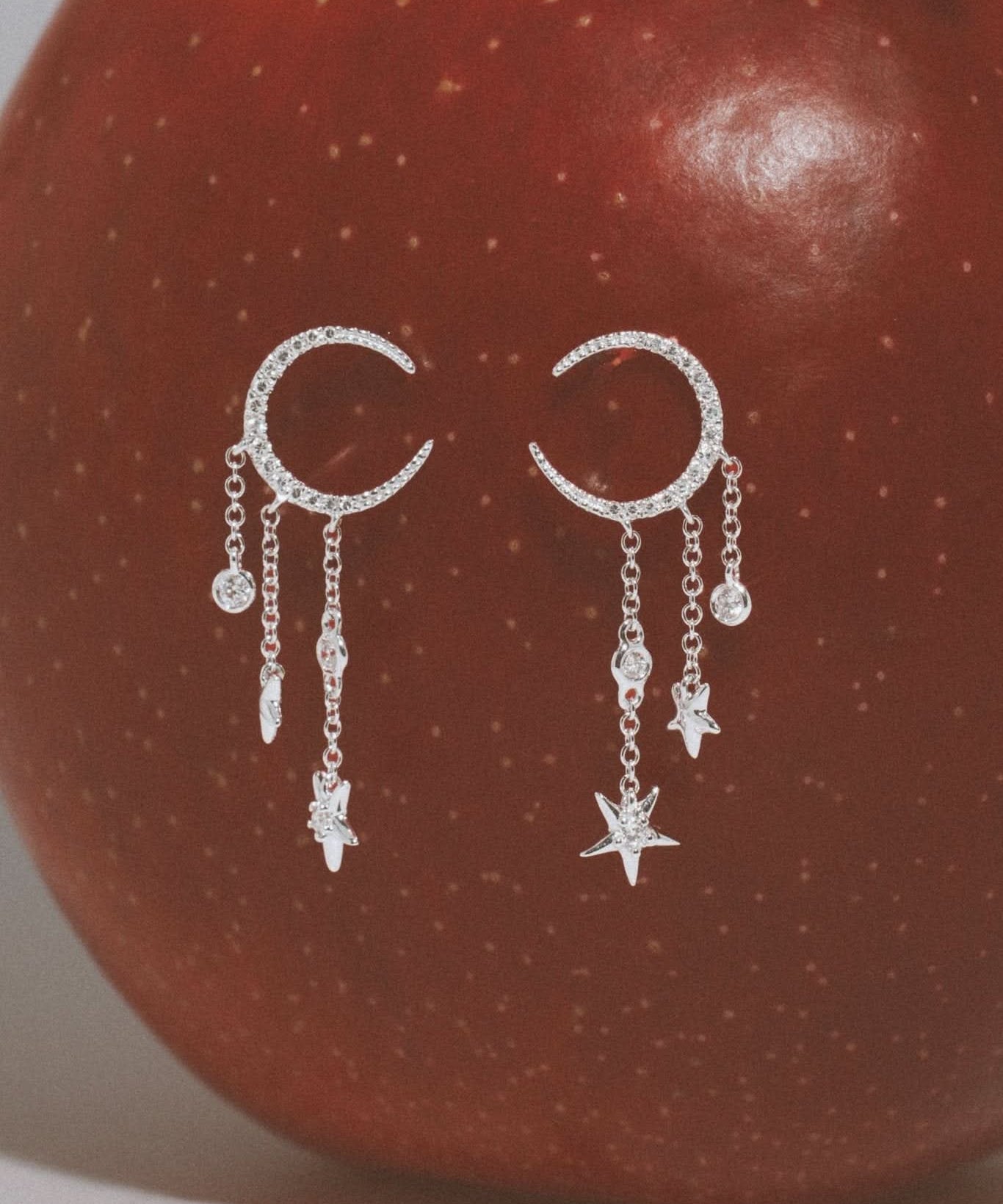 Moon & Star Diamond Drip Earrings - PBD Earrings