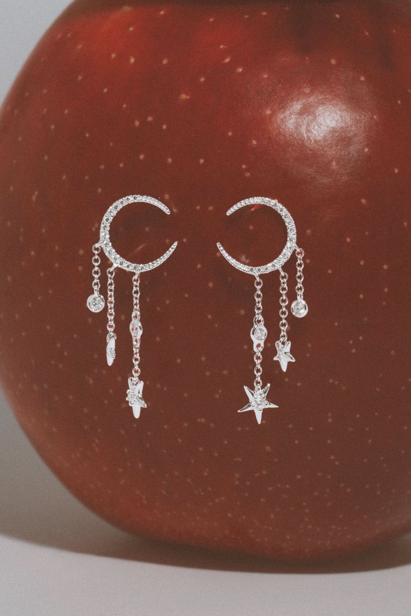 Moon & Star Diamond Drip Earrings - PBD Earrings