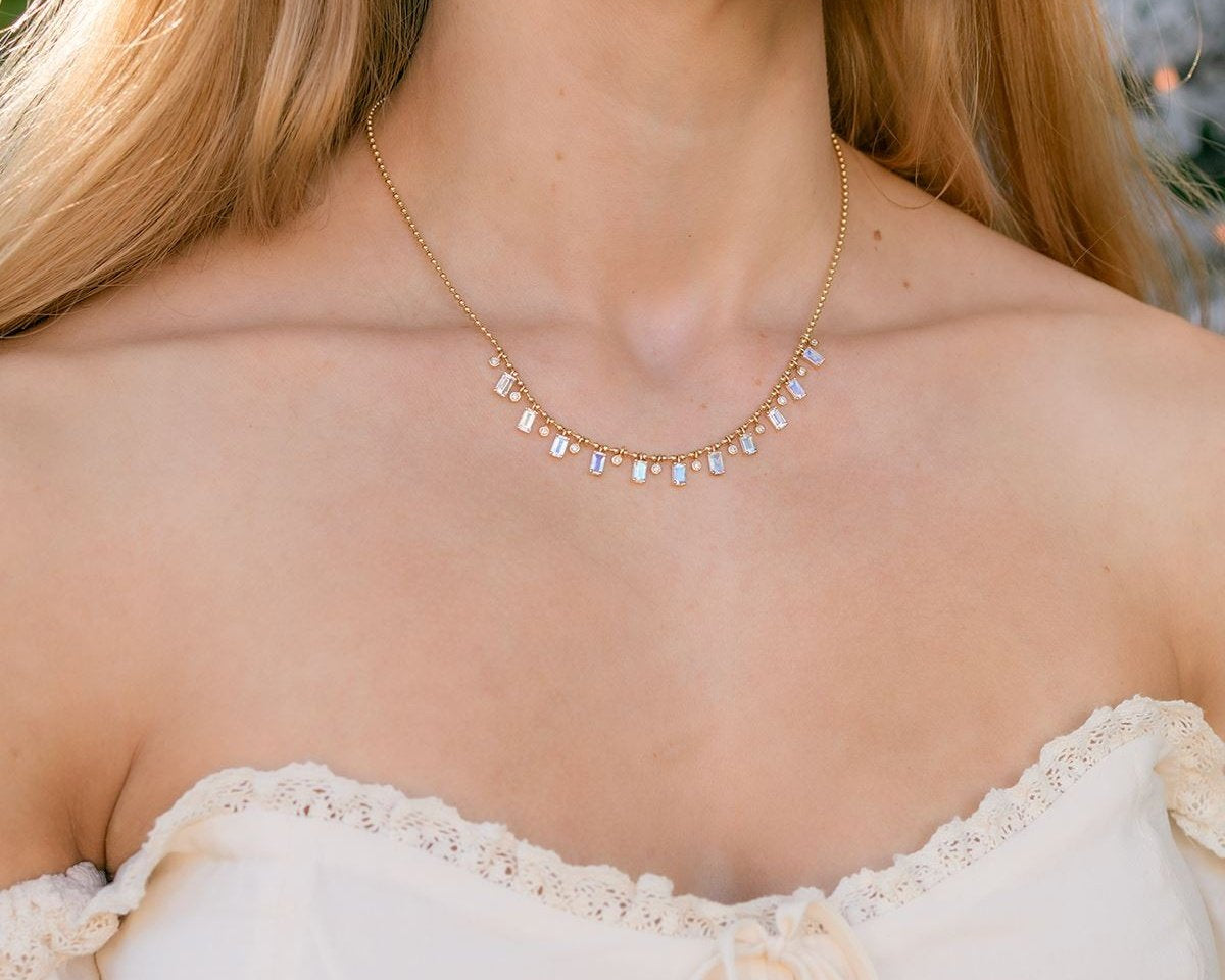 Moonstone and Diamond Drip Necklace Necklaces Princess Bride Diamonds 