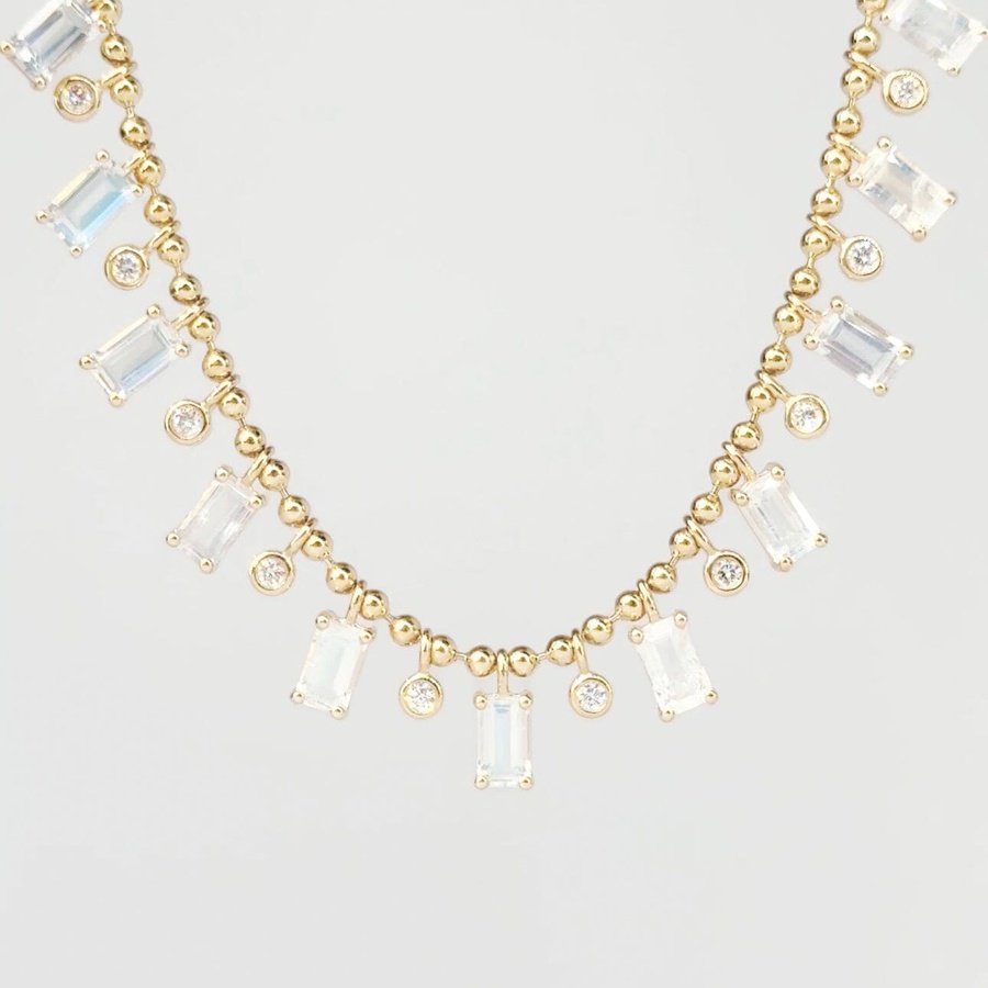 Moonstone and Diamond Drip Necklace Necklaces Princess Bride Diamonds 