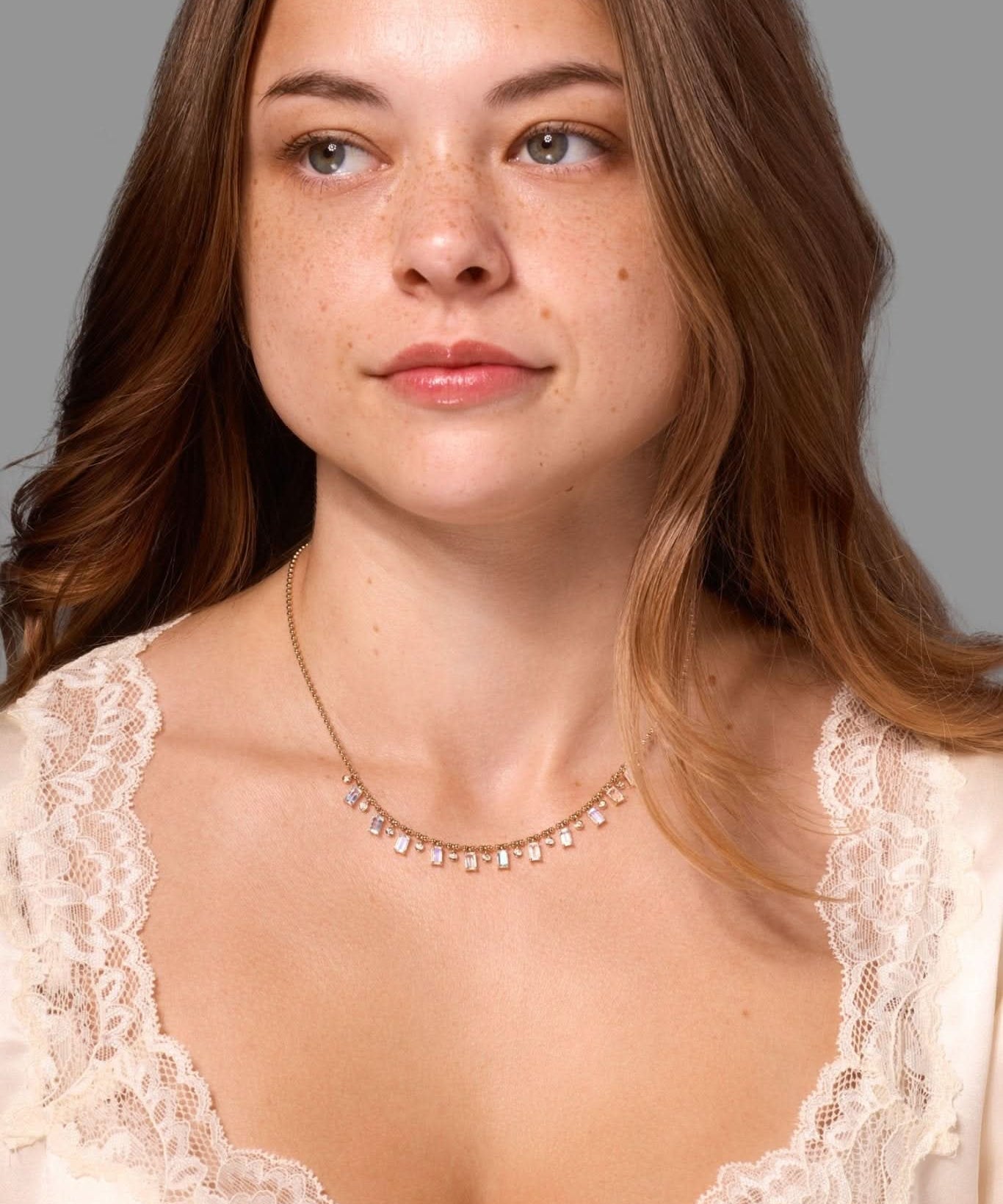 Moonstone and Diamond Drip Necklace - PBD Necklaces