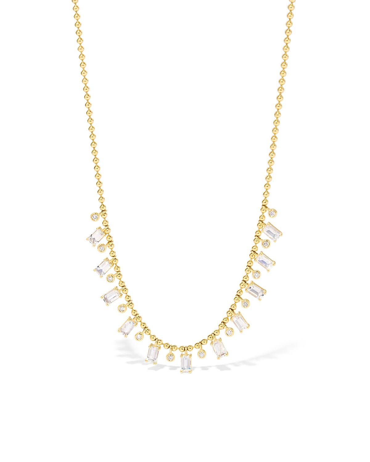 Moonstone and Diamond Drip Necklace - PBD Necklaces