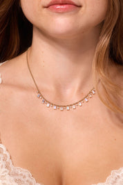 Moonstone and Diamond Drip Necklace - PBD Necklaces