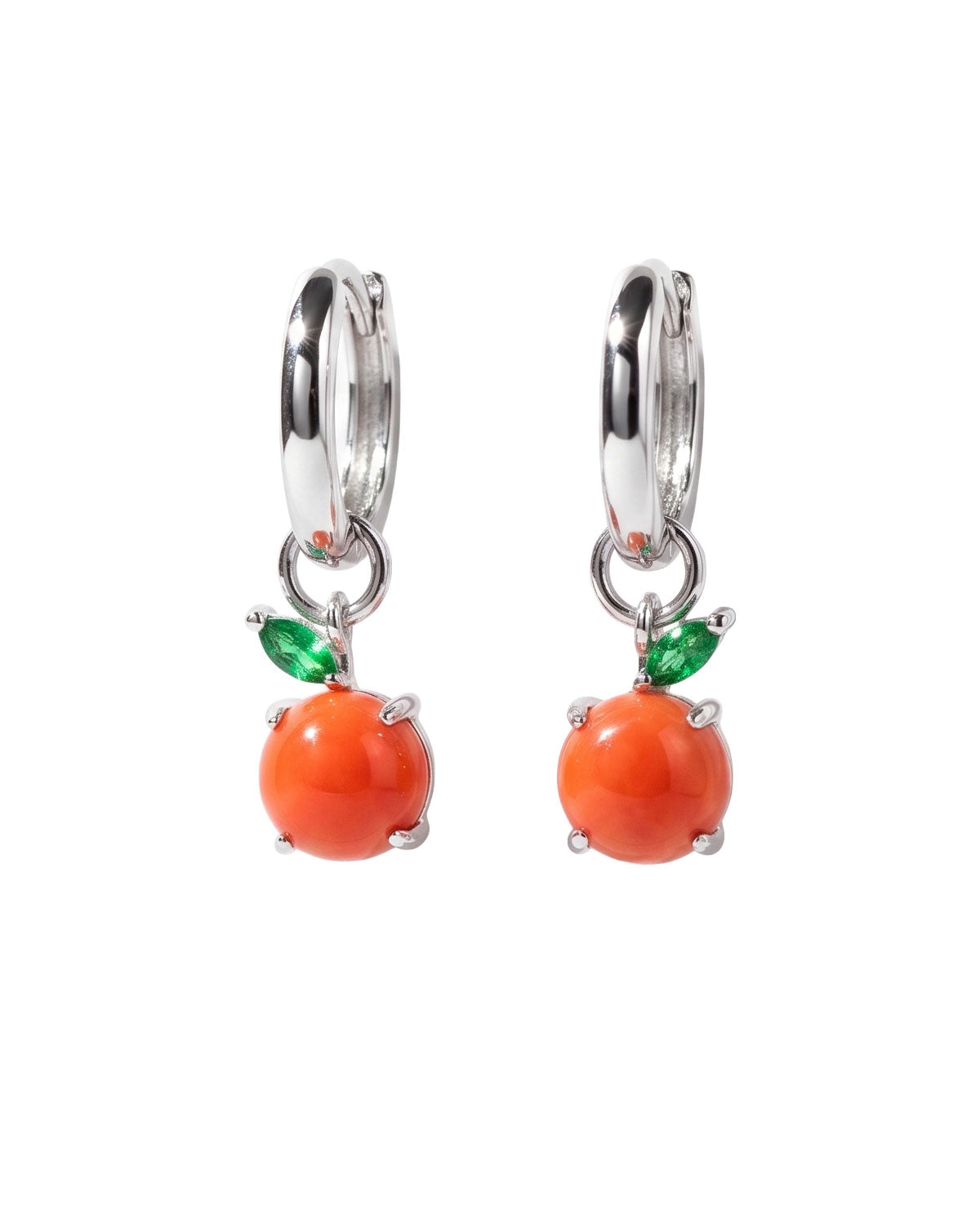 Nami Orange Earrings | Interchangeable Charms | 14K White Gold