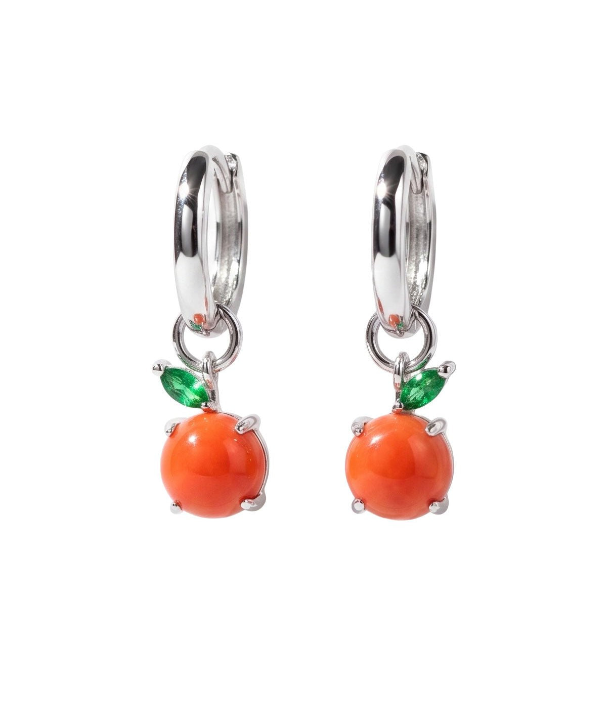 Nami Orange Earrings | Interchangeable Charms | 14K White Gold - PBD Earrings