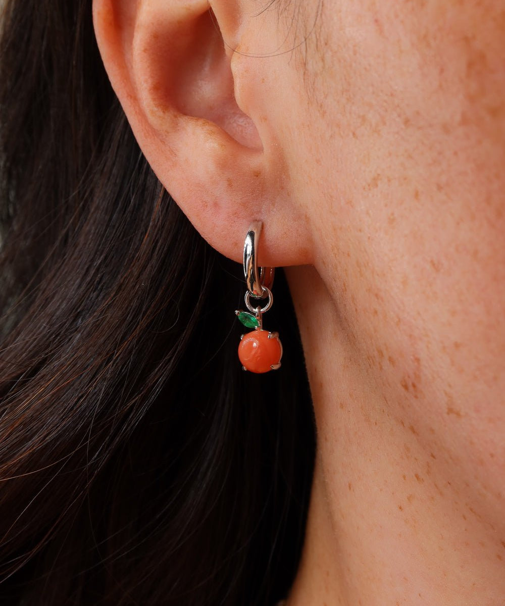 Nami Orange Earrings | Interchangeable Charms | 14K White Gold - PBD Earrings