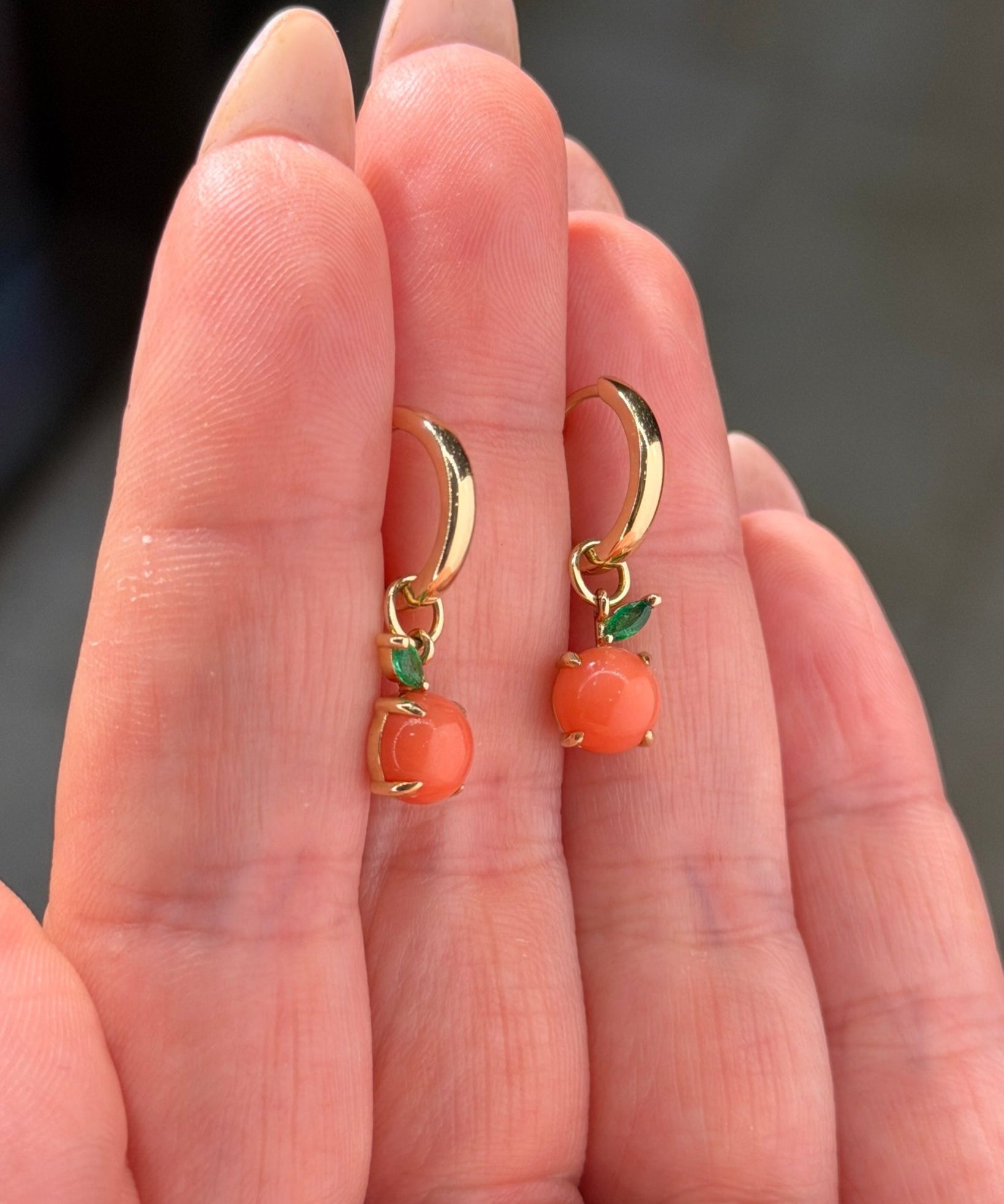 Nami Orange Earrings | Interchangeable Charms | 14K Yellow Gold - PBD Earrings