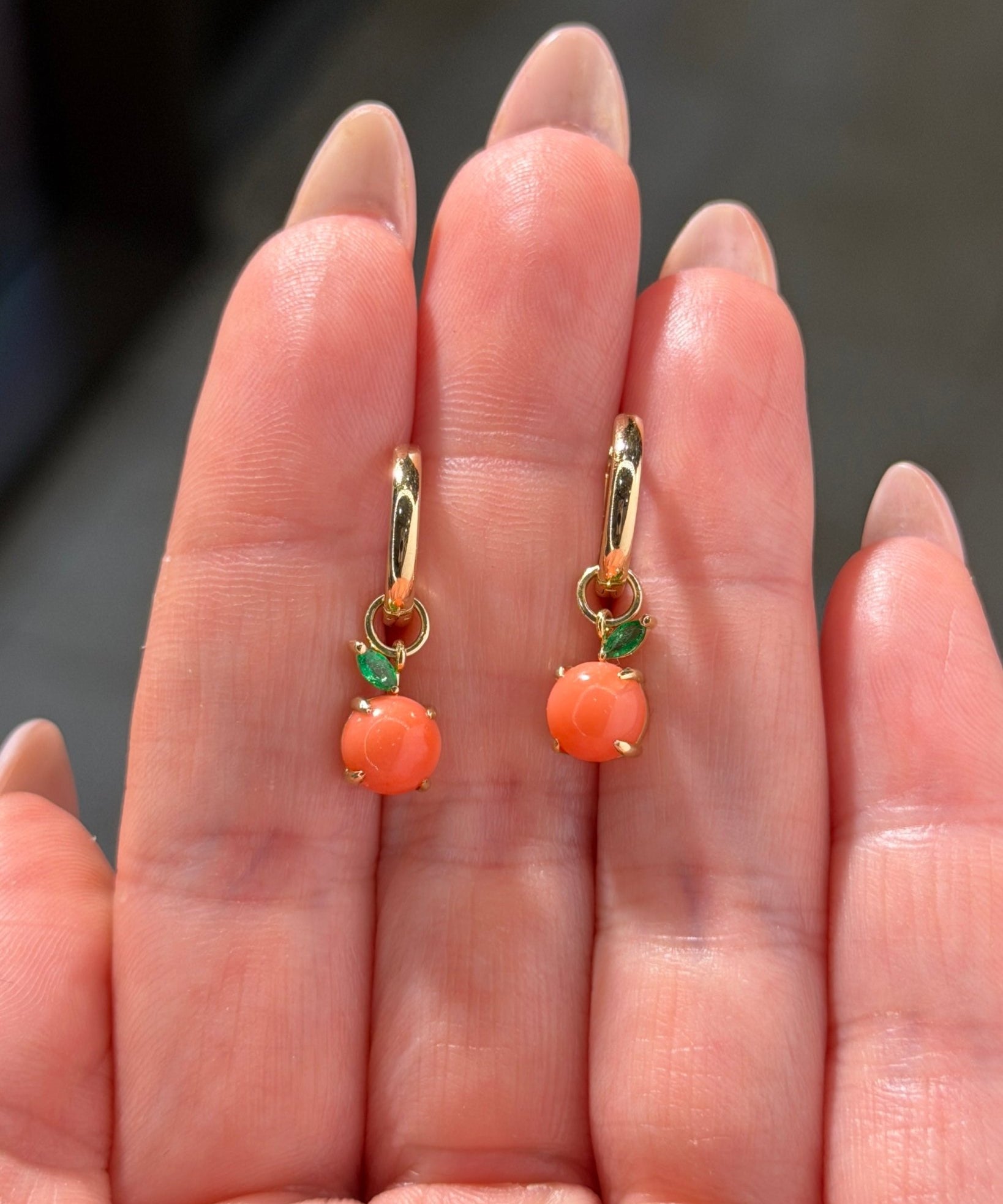 Nami Orange Earrings | Interchangeable Charms | 14K Yellow Gold - PBD Earrings