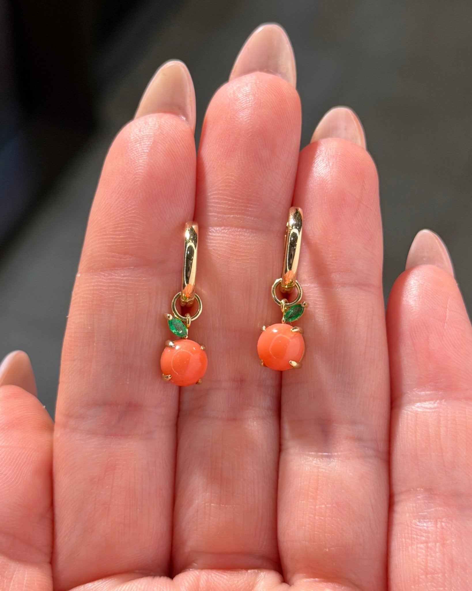 Nami Orange Earrings | Interchangeable Charms | 14K Yellow Gold - PBD Earrings