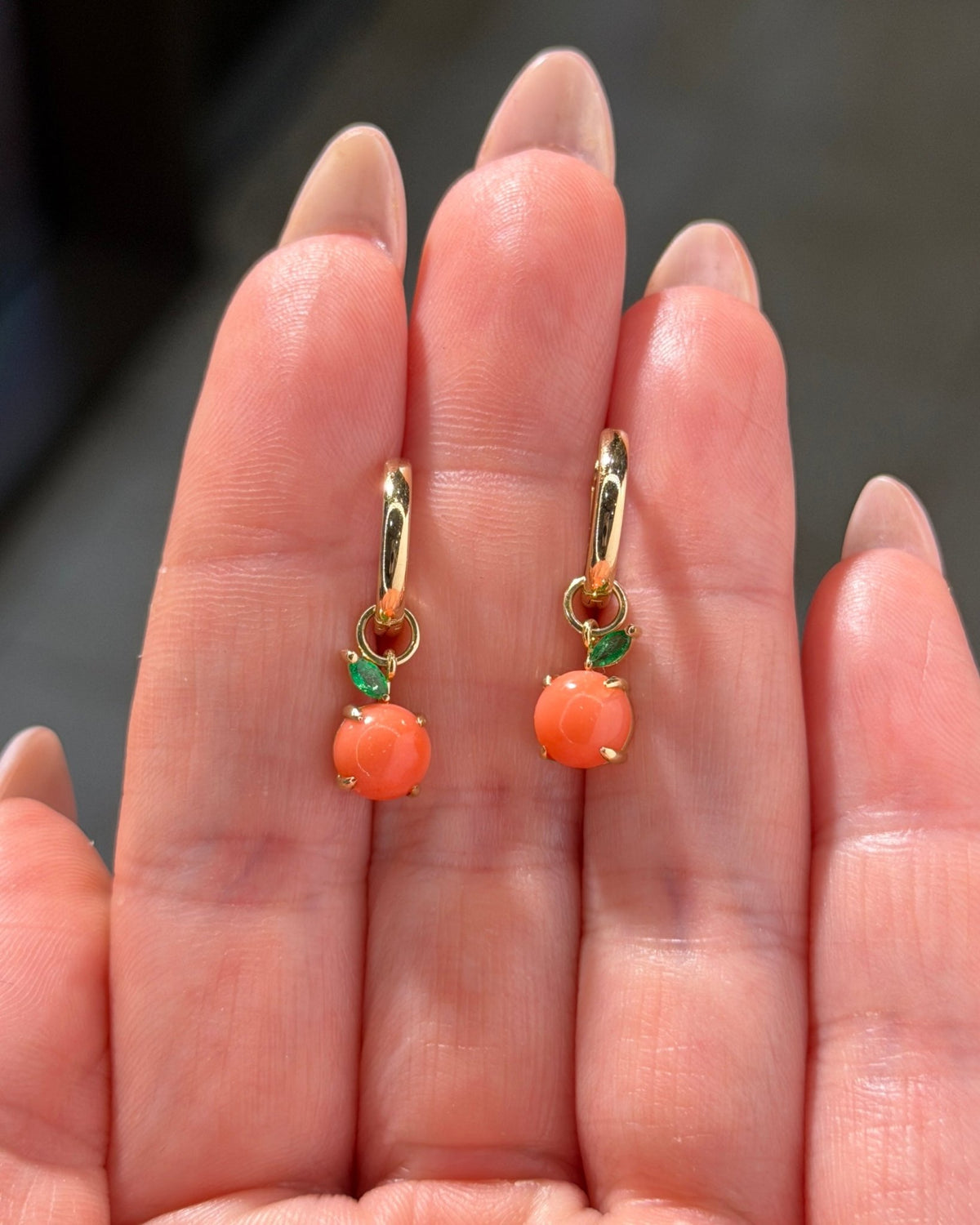 Nami Orange Earrings | Interchangeable Charms | 14K Yellow Gold - PBD Earrings