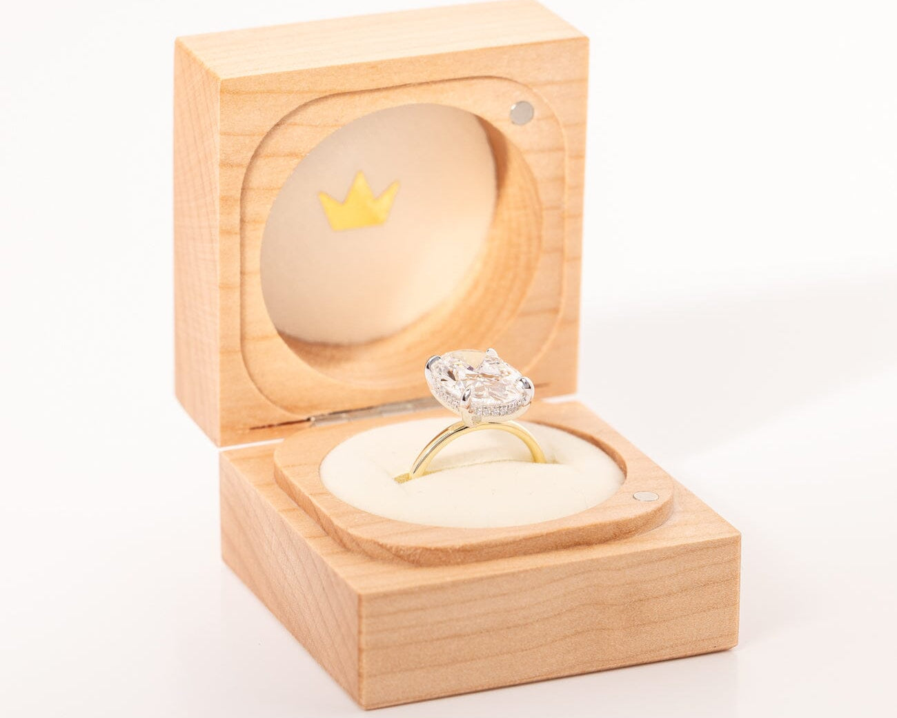 Natural Wood Box Ring Box Princess Bride Diamonds 