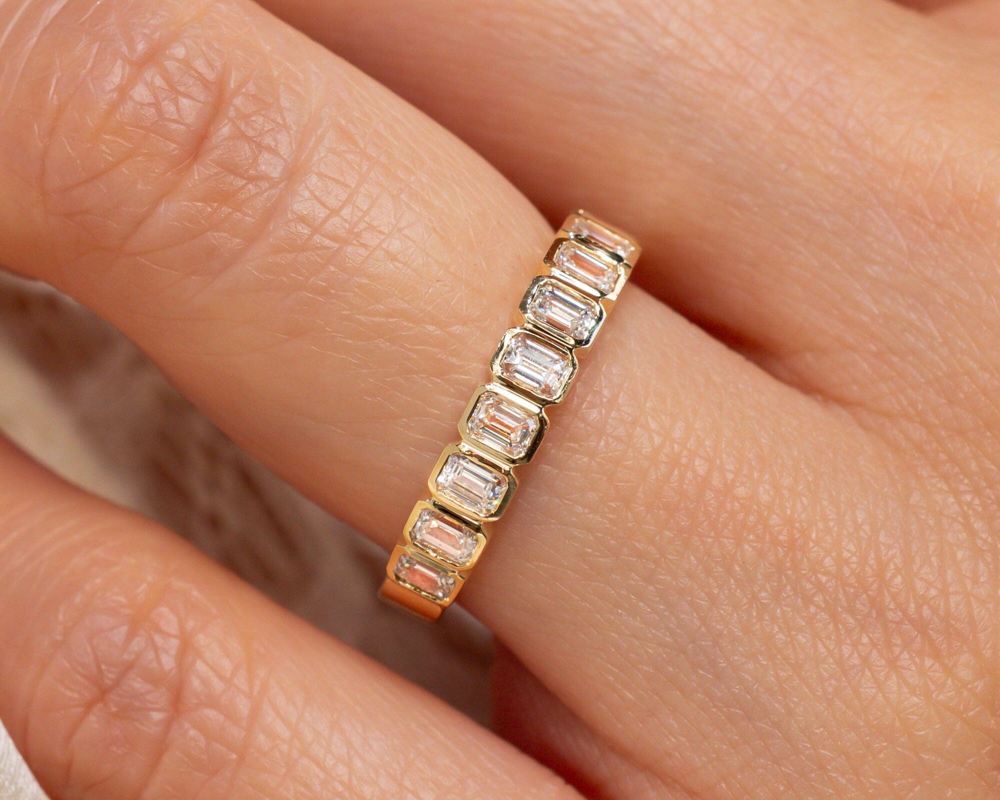North-South Emerald Bezel Diamond Ring Rings Princess Bride Diamonds 