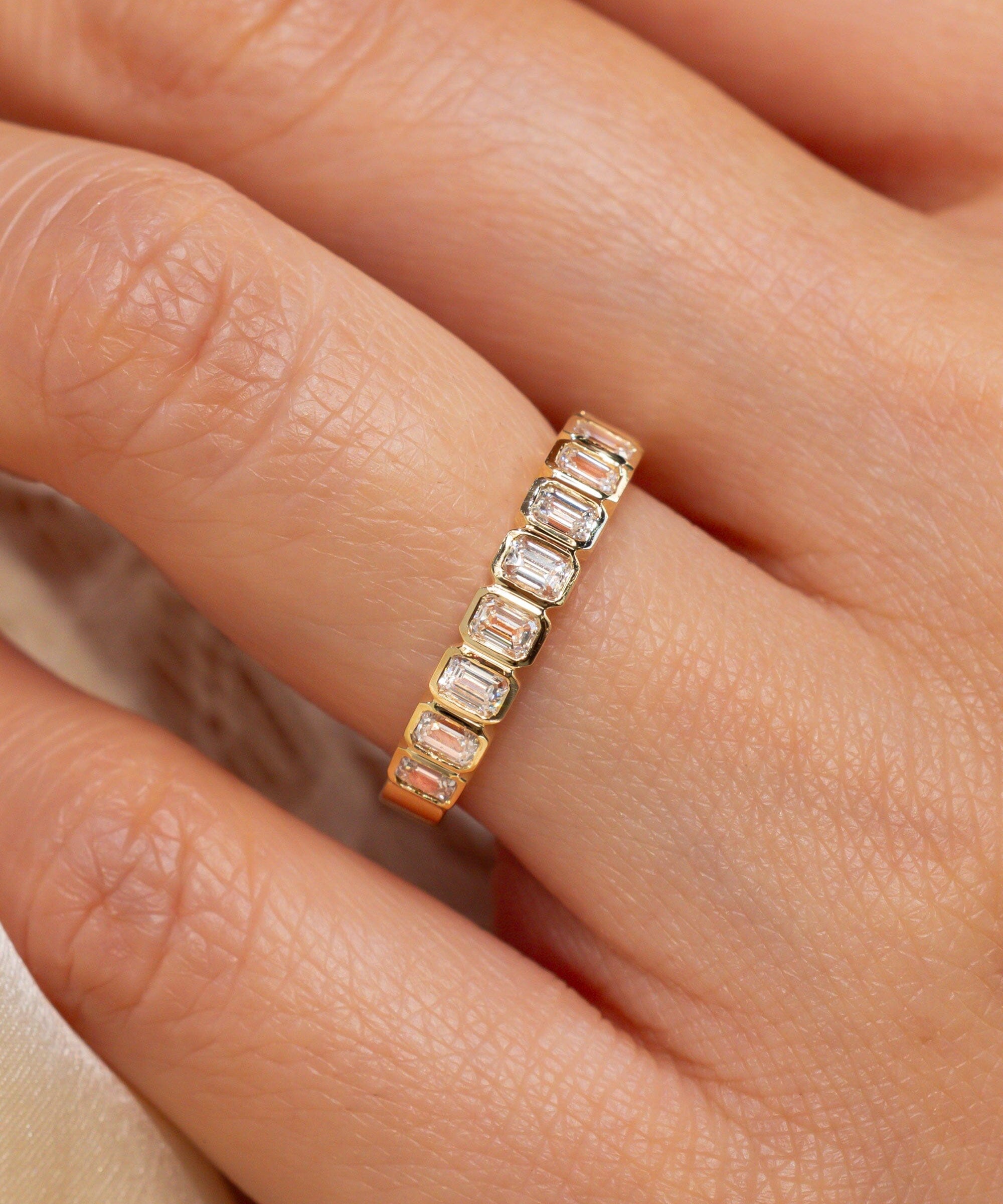 North-South Emerald Bezel Diamond Ring Rings Princess Bride Diamonds 