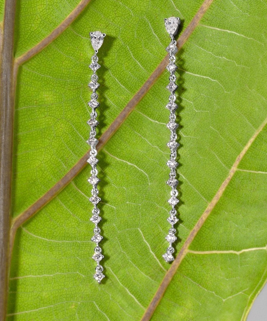 North Star Waterfall Earrings White Gold - PBD Earrings