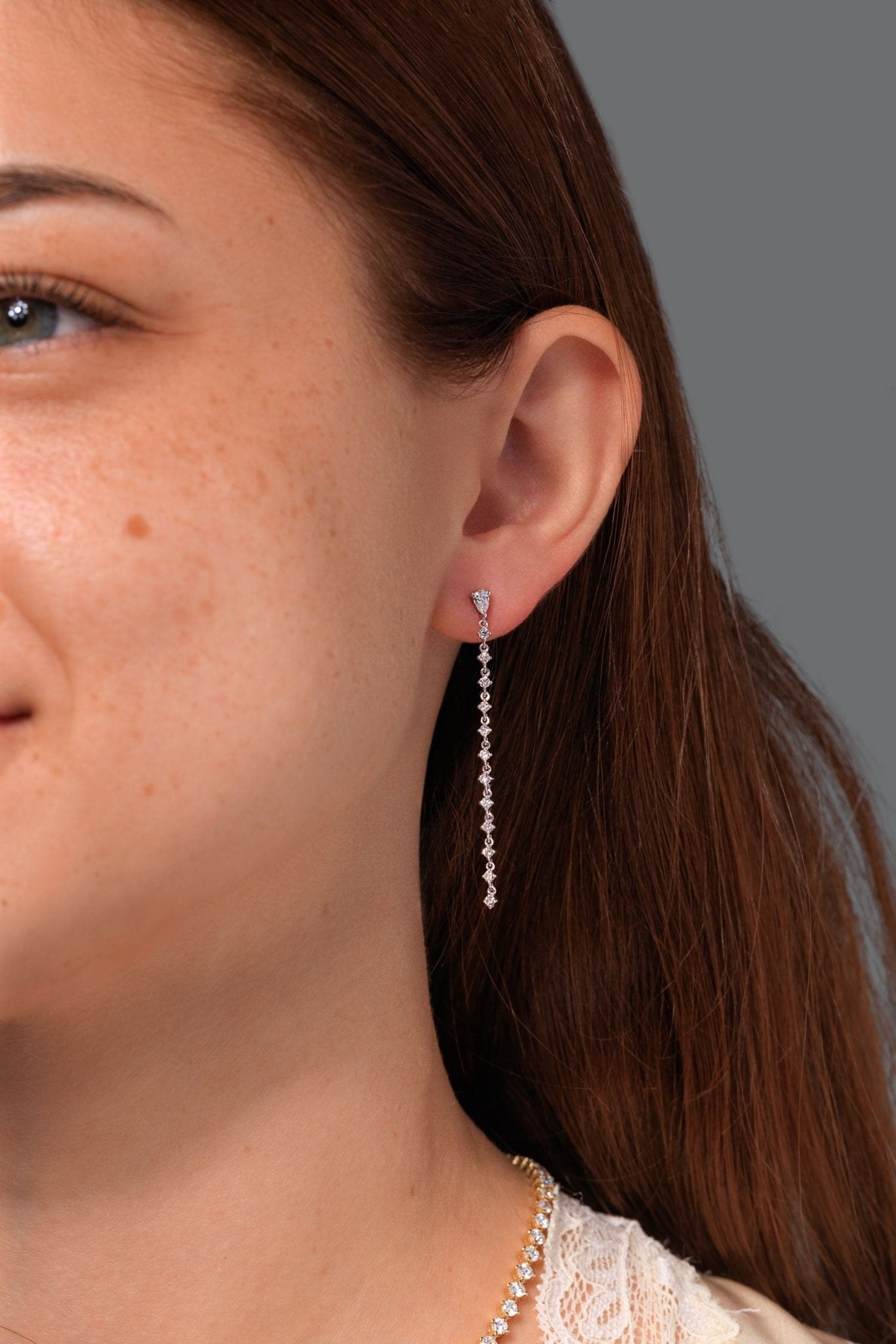 North Star Waterfall Earrings White Gold - PBD Earrings