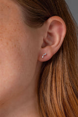 Offset Baguette Stud Earrings