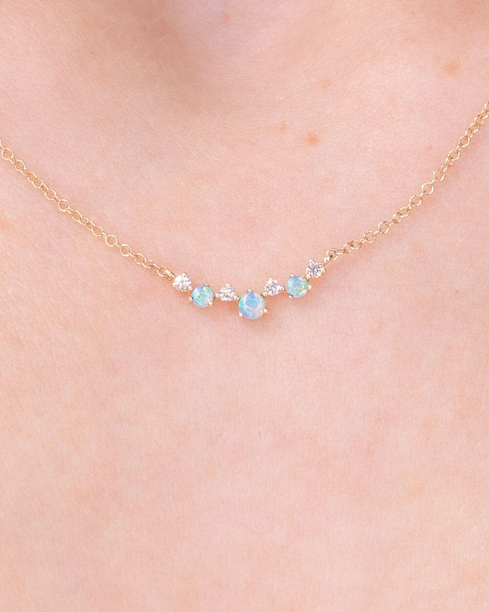 Opal & Diamond Curve Necklace Necklaces Princess Bride Diamonds 