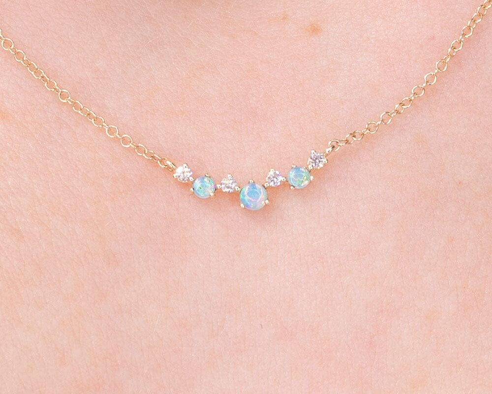 Opal & Diamond Curve Necklace Necklaces Princess Bride Diamonds 