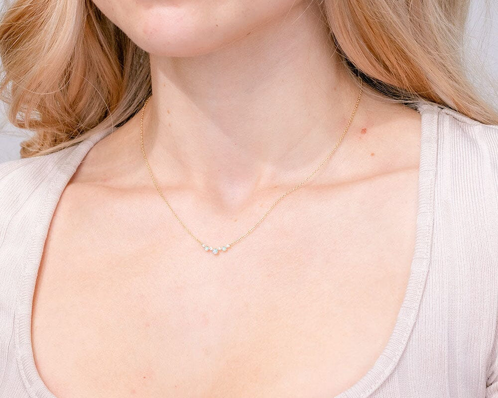 Opal & Diamond Curve Necklace Necklaces Princess Bride Diamonds 