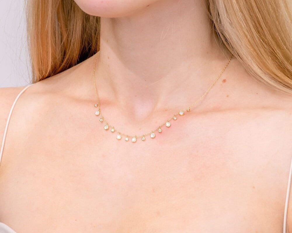 Opal & Diamond Drip Necklace Necklaces Princess Bride Diamonds 